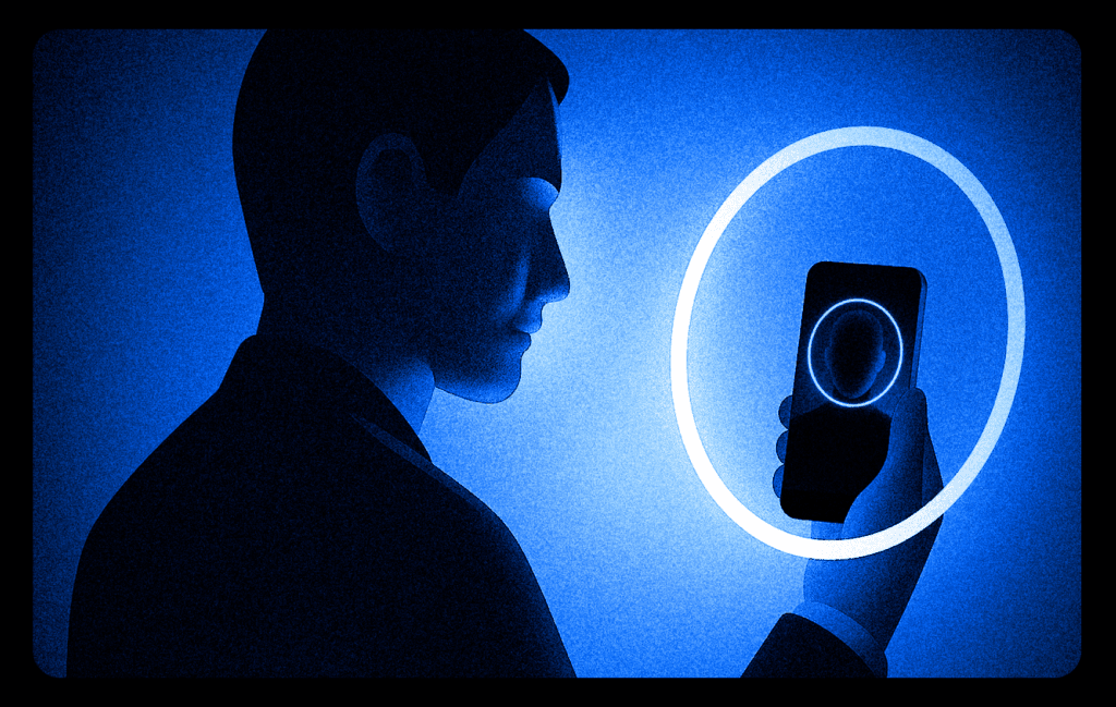Illustration of a person looking at a phone