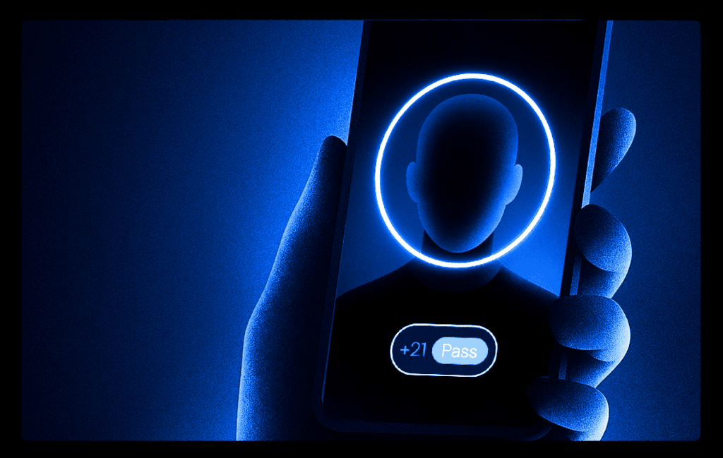 Illustration of an identity verification on a mobile phone