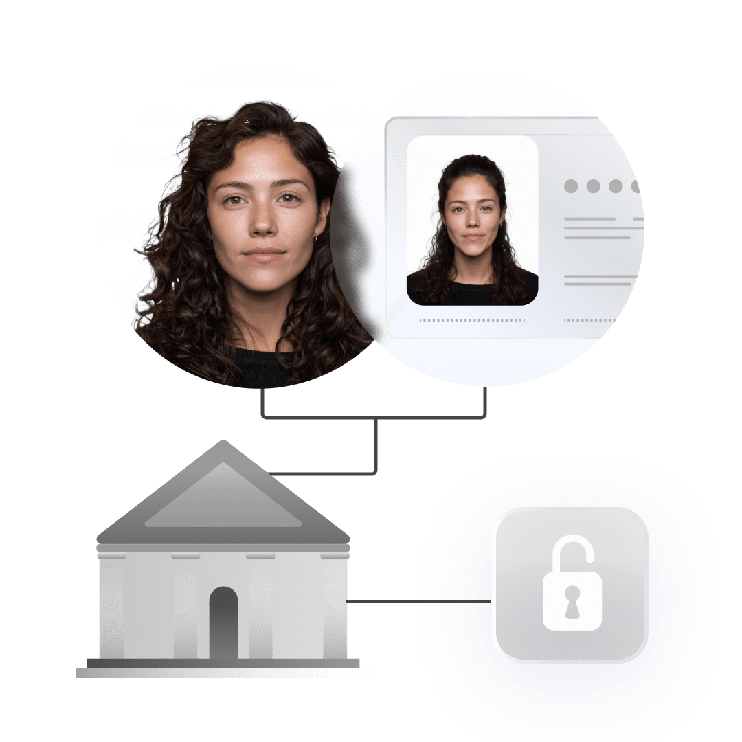 Abstract illustration of an identity verification backed up by government sources